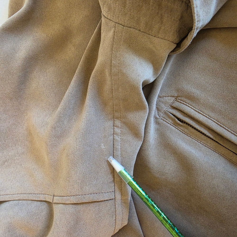 Weatherproof Mens Tan Microfiber Faux Suede Full Zip Bomber Jacket Large - Picture 8 of 16